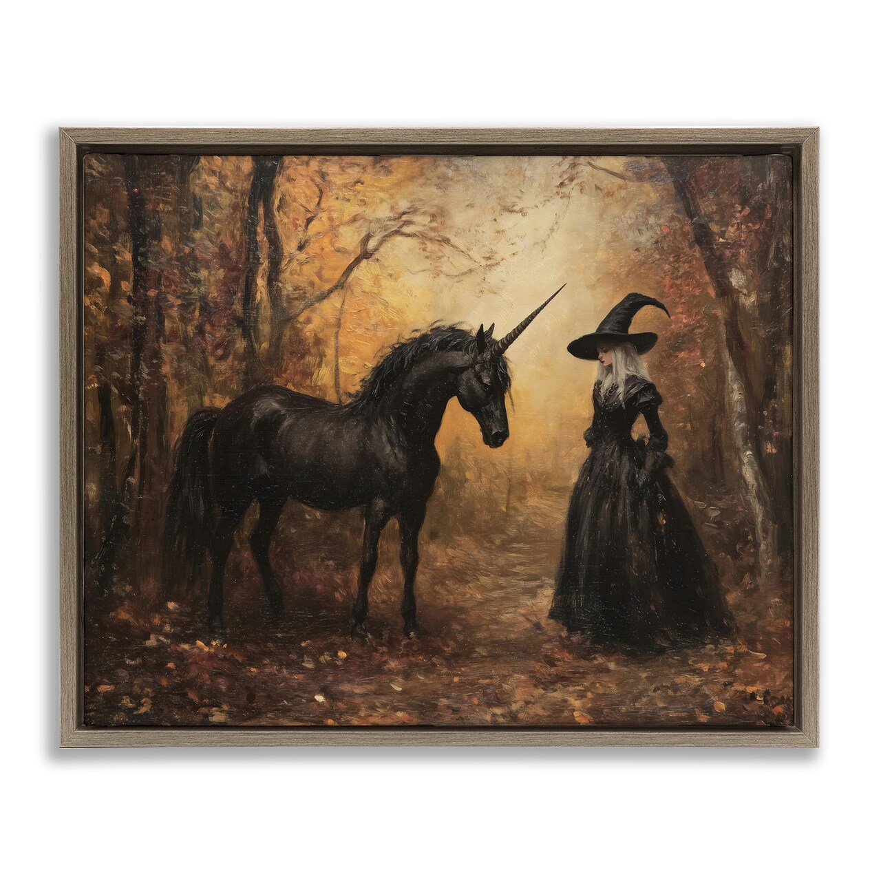 Stupell Industries Witch & Black Unicorn Floating Frame, design by Arlington Prints